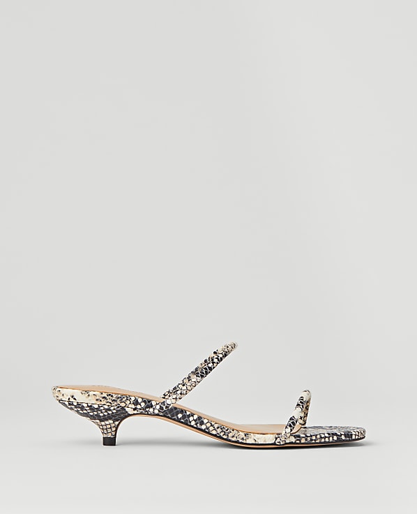 Snake Print Double Strap Block Heel Sandals