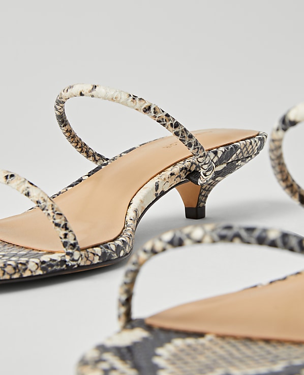 Snake Print Double Strap Block Heel Sandals