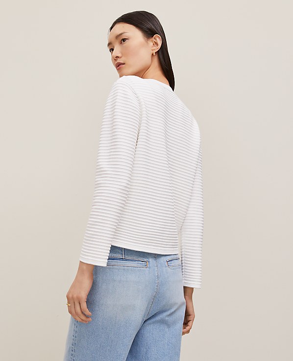 Ribbed 3/4 Sleeve Sweater Jacket