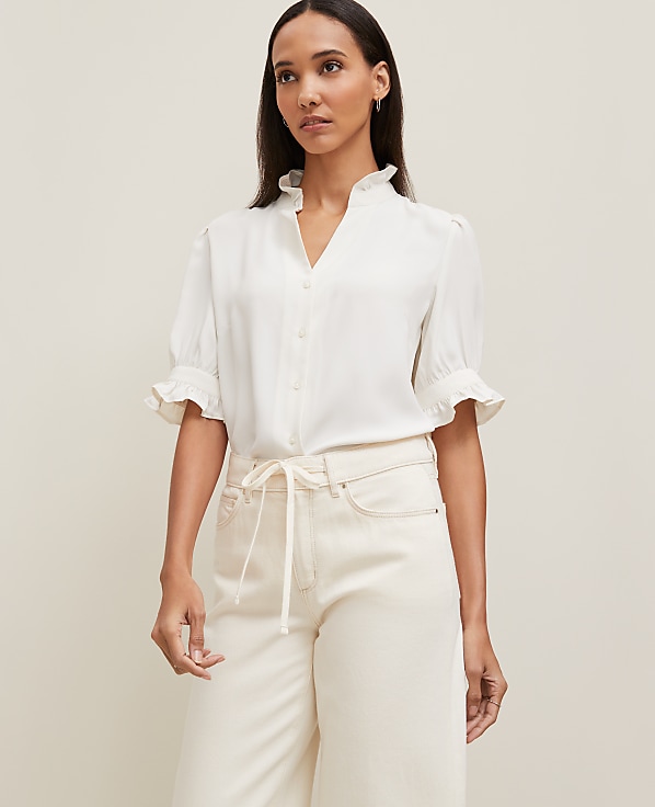Petite Ruffle Collar Shirt
