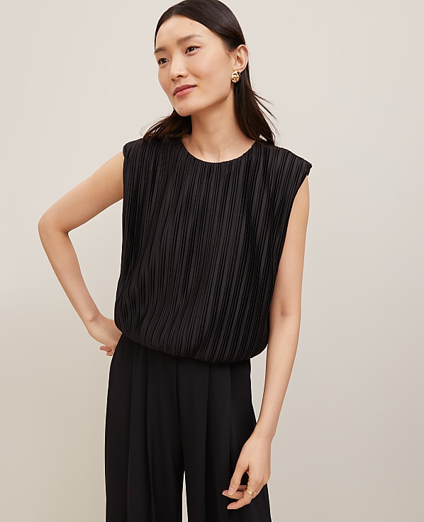 Pleated Bubble Hem Top
