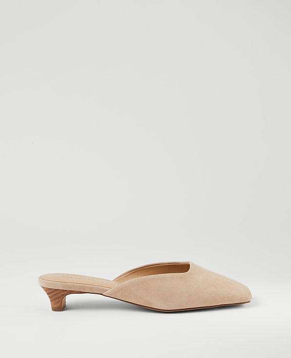 Suede Kitten Heel Mule Pump