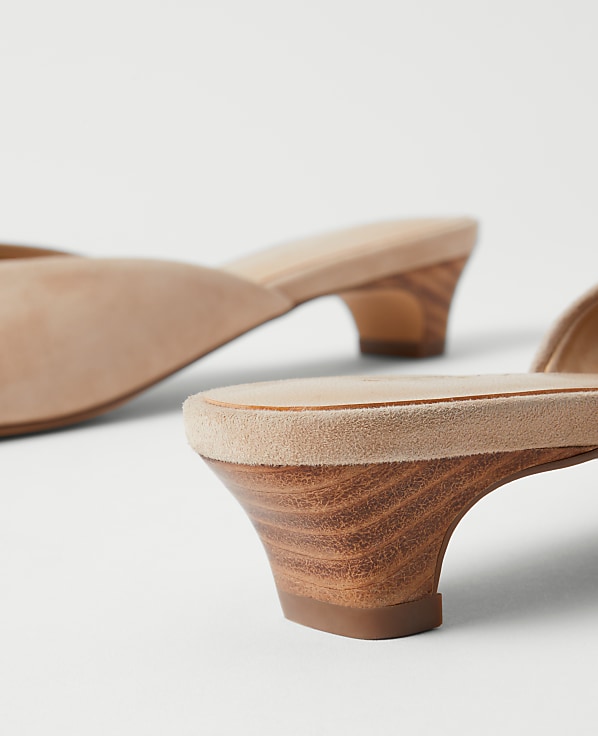 Suede Kitten Heel Mule Pump