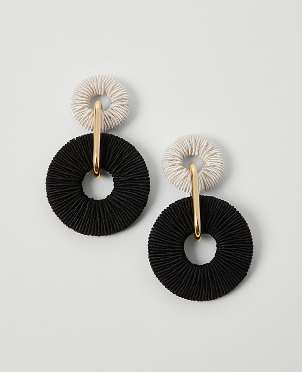 Double Circle Threaded Drop Earrings