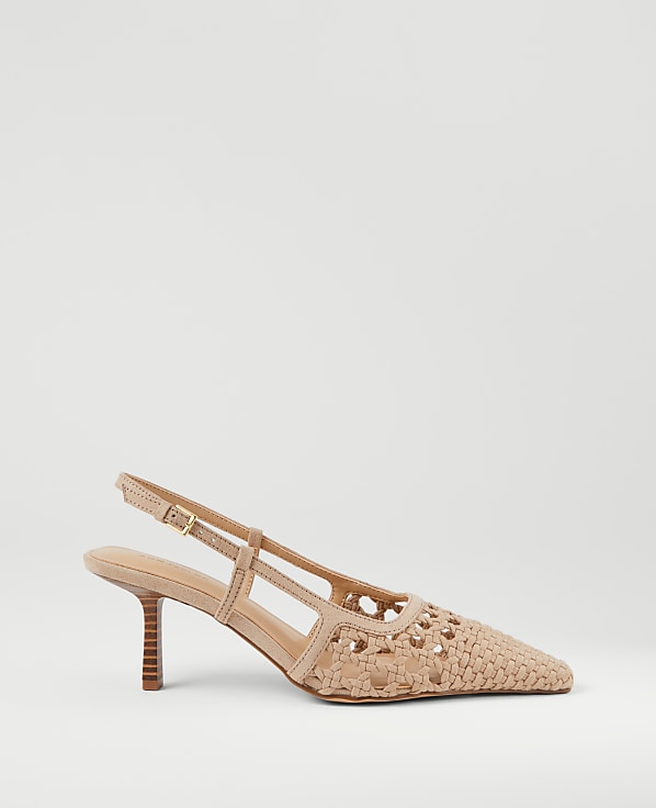 Woven Nip Toe Slingback Pumps