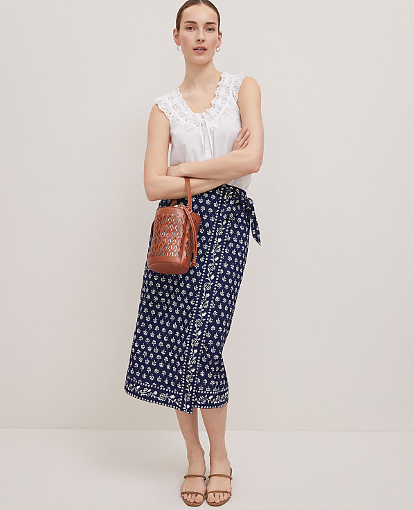 Weekend Eyelet Tie Neck Top