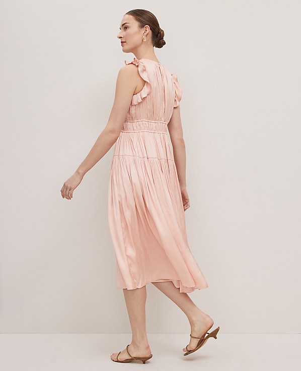 Petite Petaled Ruffle Midi Dress