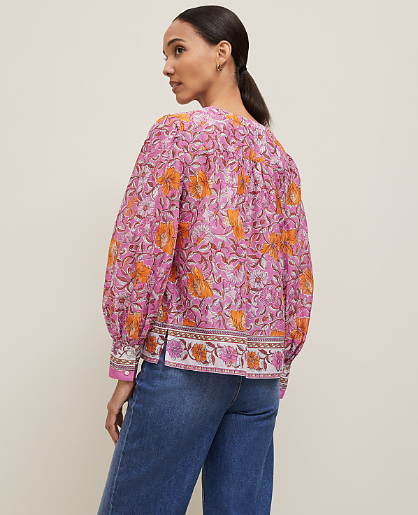 Petite Floral V-Neck Popover