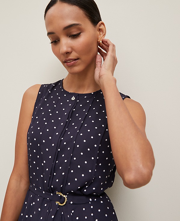 Dotted Belted Flare Dress