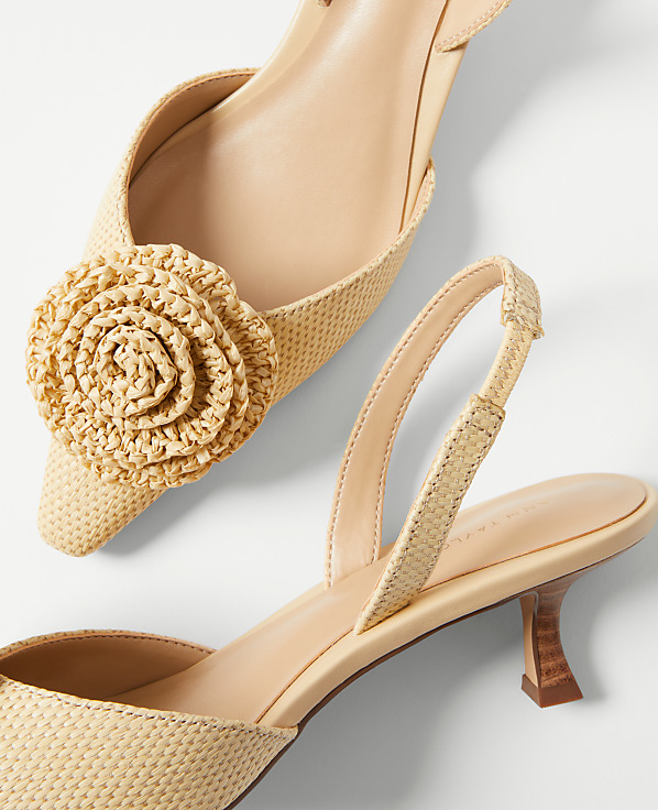 Raffia Flower Slingback Pump