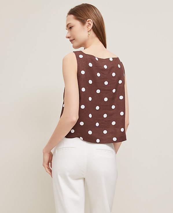 Dotted Linen Blend Tank Top