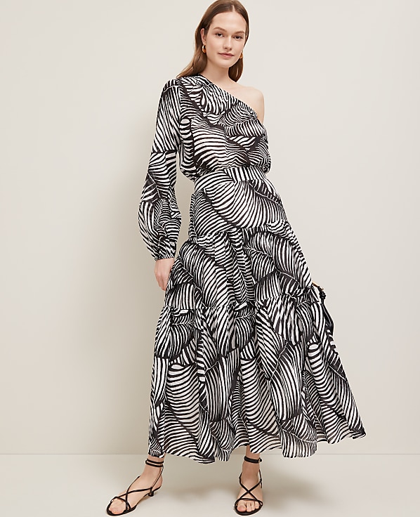 Tiered Full Skirt in Palm Print