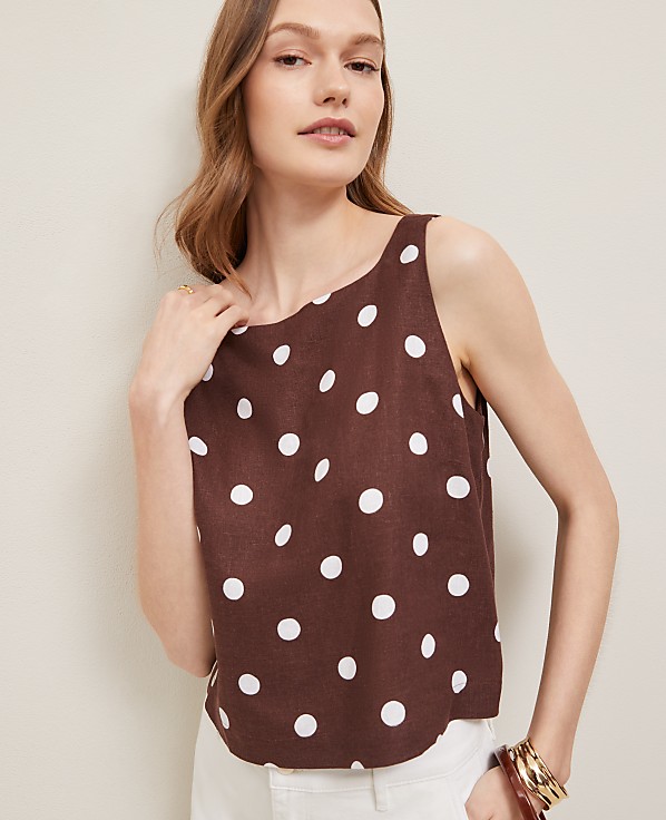 Dotted Linen Blend Tank Top