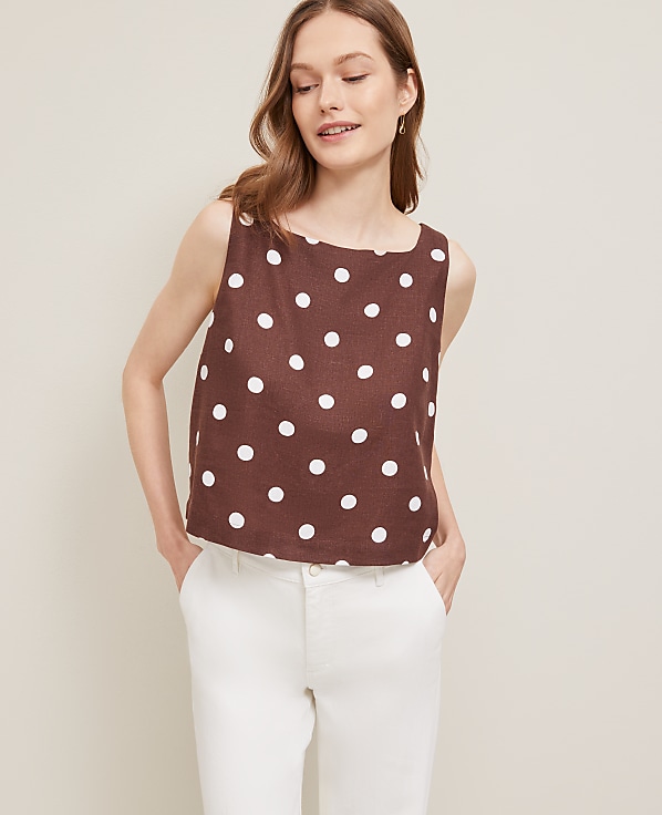 Dotted Linen Blend Tank Top
