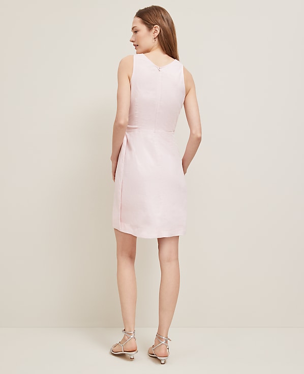 Linen Blend V-Neck  Wrap Dress