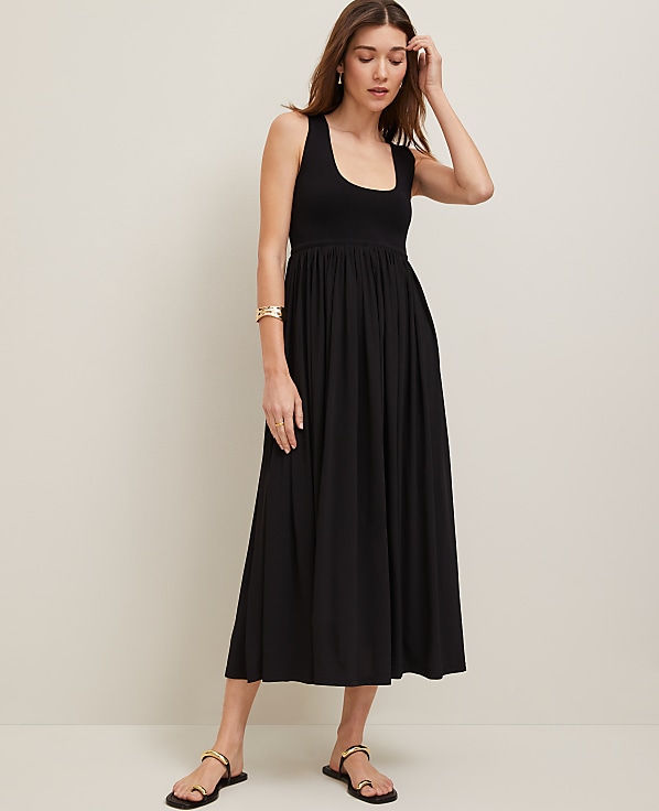 Mixed Media Sweater Tank Dress