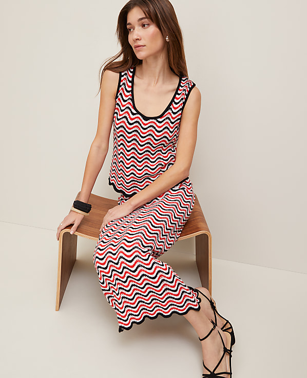 Petite Striped Crochet Sweater Skirt