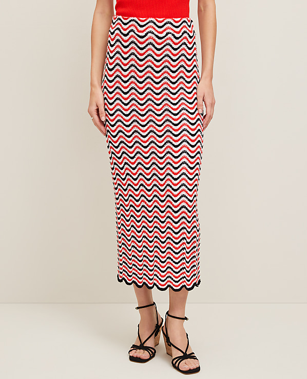 Petite Striped Crochet Sweater Skirt