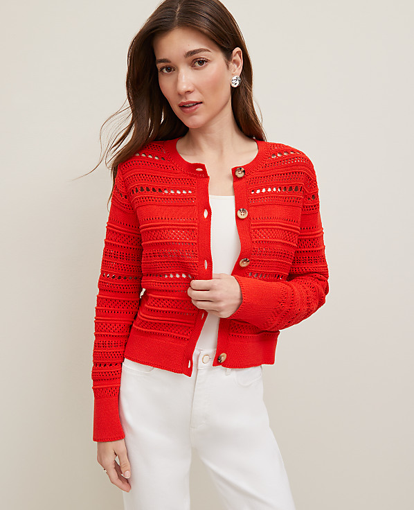 Pointelle Textured Cardigan