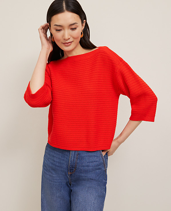 Geo Stitch Boatneck Sweater