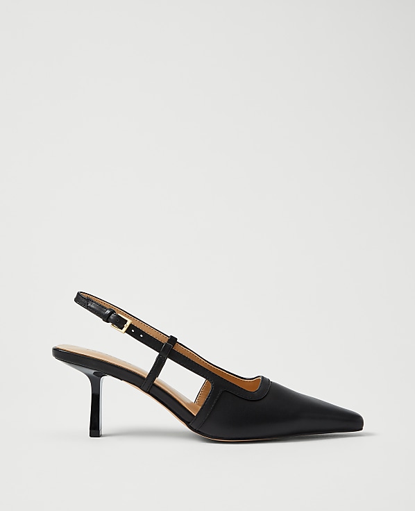 Leather Nip Toe Slingback Pump