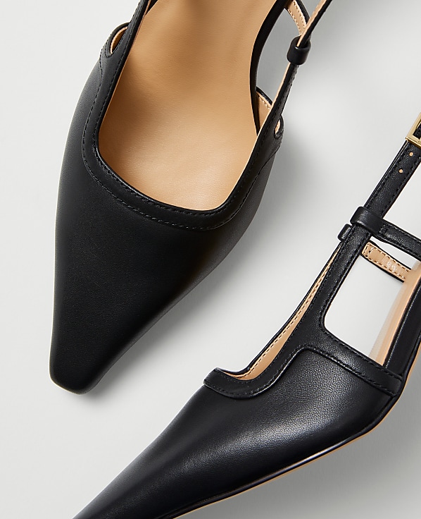 Leather Nip Toe Slingback Pump