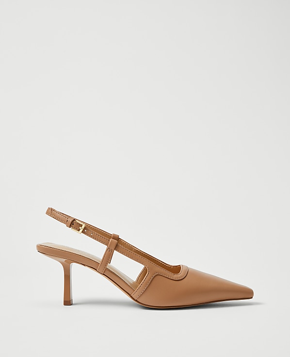 Leather Nip Toe Slingback Pump