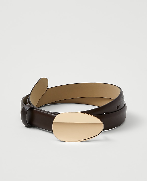 Leather Oval Buckle Belt