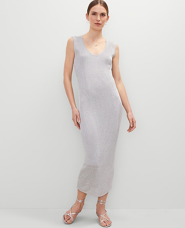 Petite Scoop Neck Metallic Dress