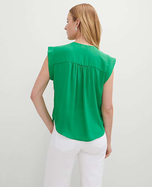 Pintucked Cap Sleeve Top