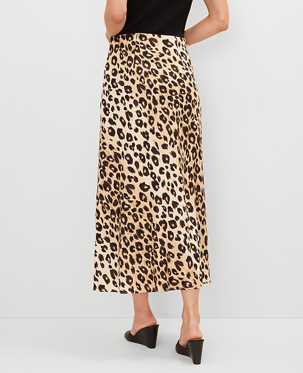 Animal Print Linen Blend Bias Slip Skirt