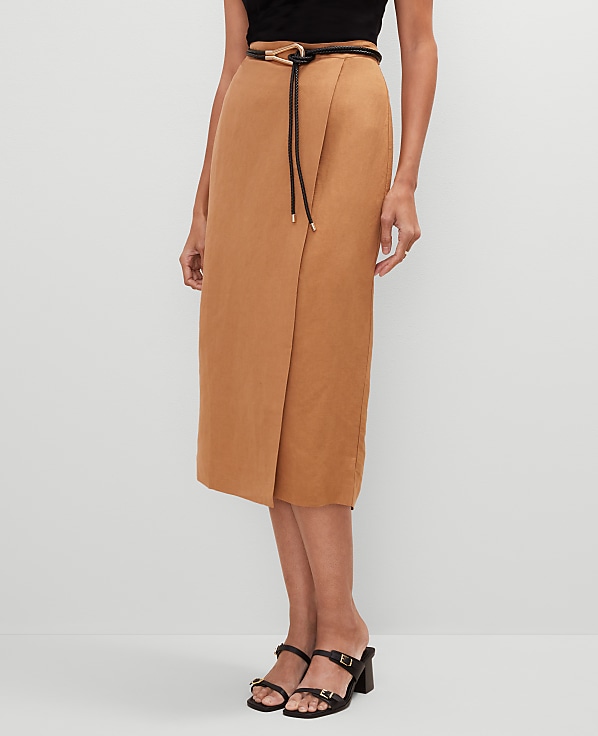 Petite Belted Wrap Skirt