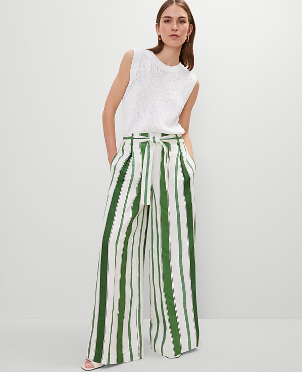 The Tie Waist Wide Leg Pant in Linen
