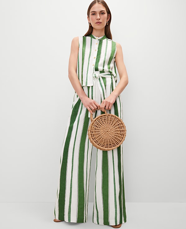 The Tie Waist Wide Leg Pant in Linen