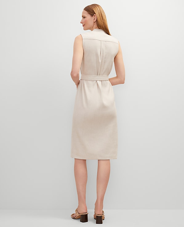Belted Linen Blend Shirtdress