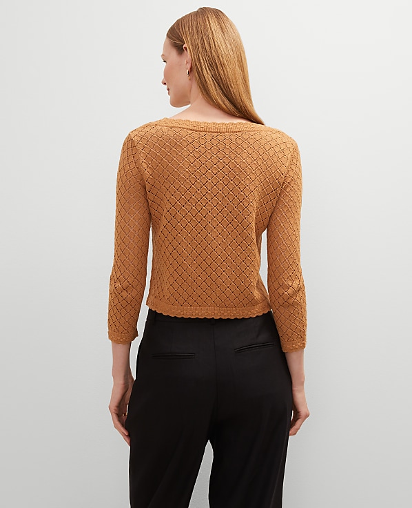 Petite Scalloped Ballet Neck Cardigan