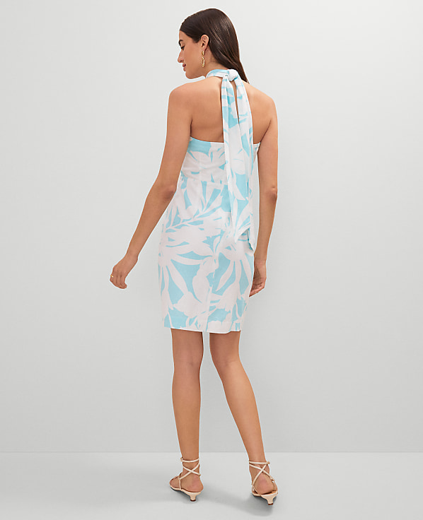 Petite Linen Blend Halter Sheath Dress