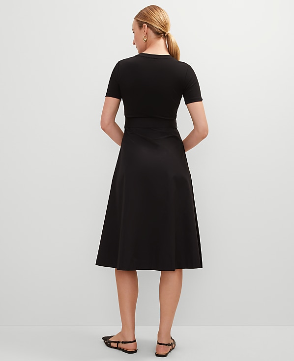 Mixed Media Flare Midi Dress