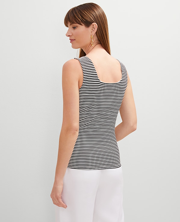 Petite Striped Square Neck Tank Top