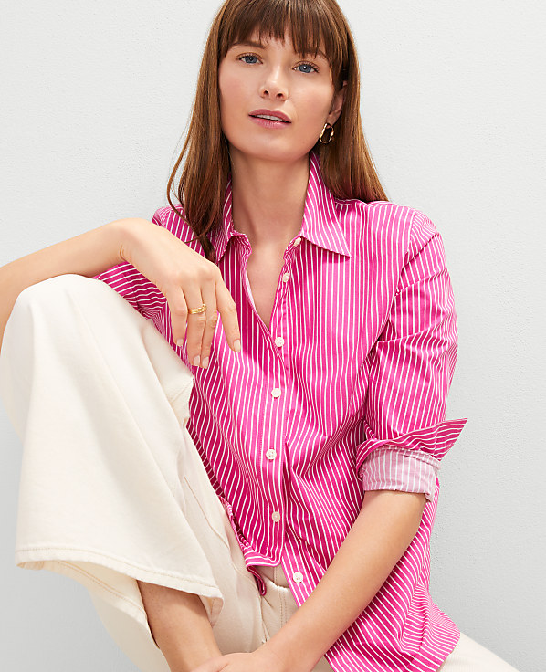 Petite Striped Relaxed Perfect Shirt