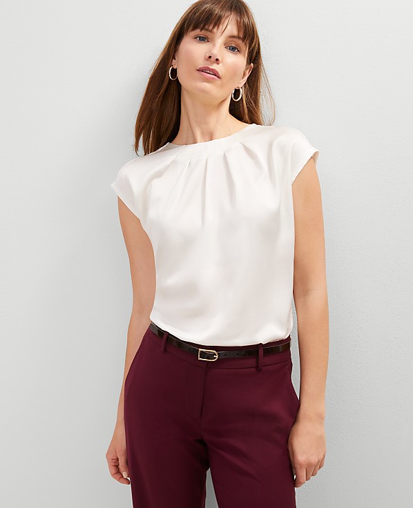 Pleated Crew Neck Top