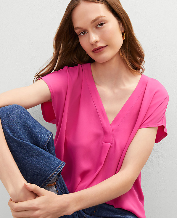 Mixed Media Pleat Front Top