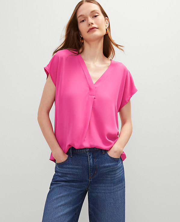 Mixed Media Pleat Front Top