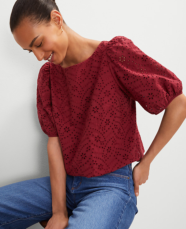 Eyelet Boatneck Popover