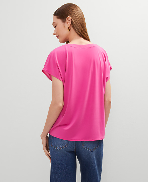 Mixed Media Pleat Front Top