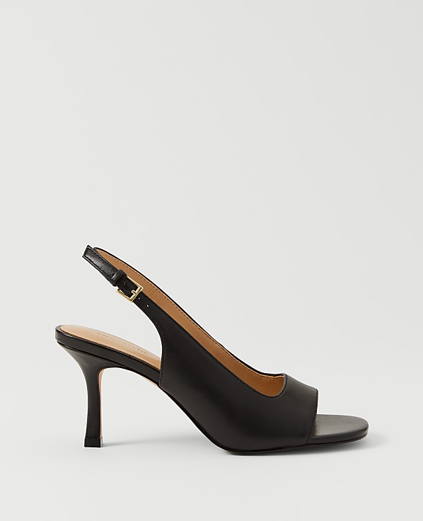 Leather Square Toe Slingback Sandals