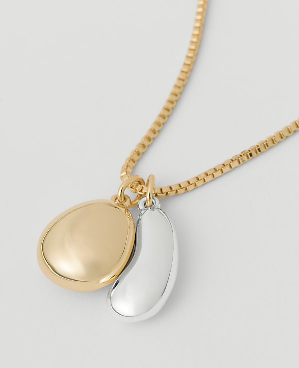 Mixed Metal Double Pendant Necklace