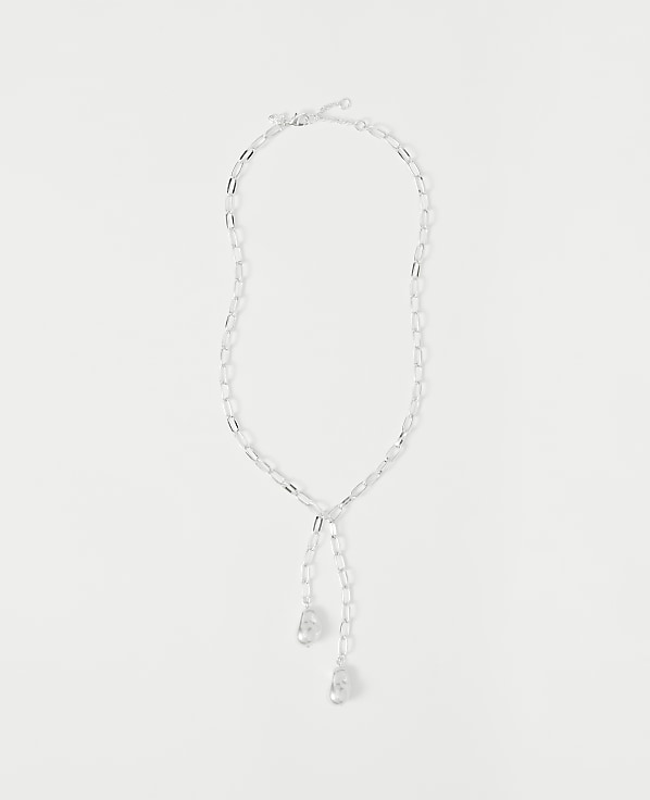 Double Pearl Lariat Necklace