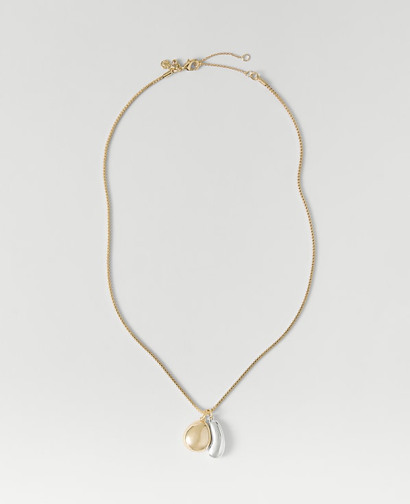 Mixed Metal Double Pendant Necklace