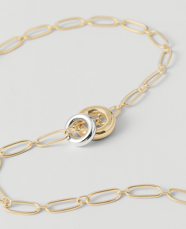 Mixed Metal Double Ring Necklace